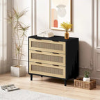 Commode 3 tiroirs en rotin avec tiroirs en rotin, pour chambre à coucher, salon, salle à manger, couloirs