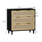Commode 3 tiroirs en rotin avec tiroirs en rotin, pour chambre à coucher, salon, salle à manger, couloirs
