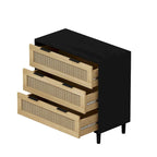 Commode 3 tiroirs en rotin avec tiroirs en rotin, pour chambre à coucher, salon, salle à manger, couloirs