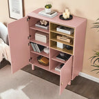 Meuble de rangement multifonctionnel avec porte, meuble de rangement moderne, meuble de rangement en bois, meuble à tiroirs avec poignée en cuir