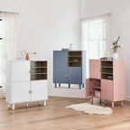 Meuble de rangement multifonctionnel avec porte, meuble de rangement moderne, meuble de rangement en bois, meuble à tiroirs avec poignée en cuir