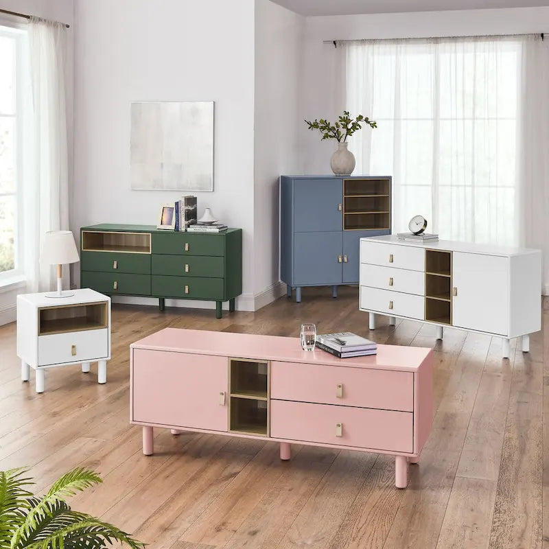 Meuble de rangement multifonctionnel avec porte, meuble de rangement moderne, meuble de rangement en bois, meuble à tiroirs avec poignée en cuir