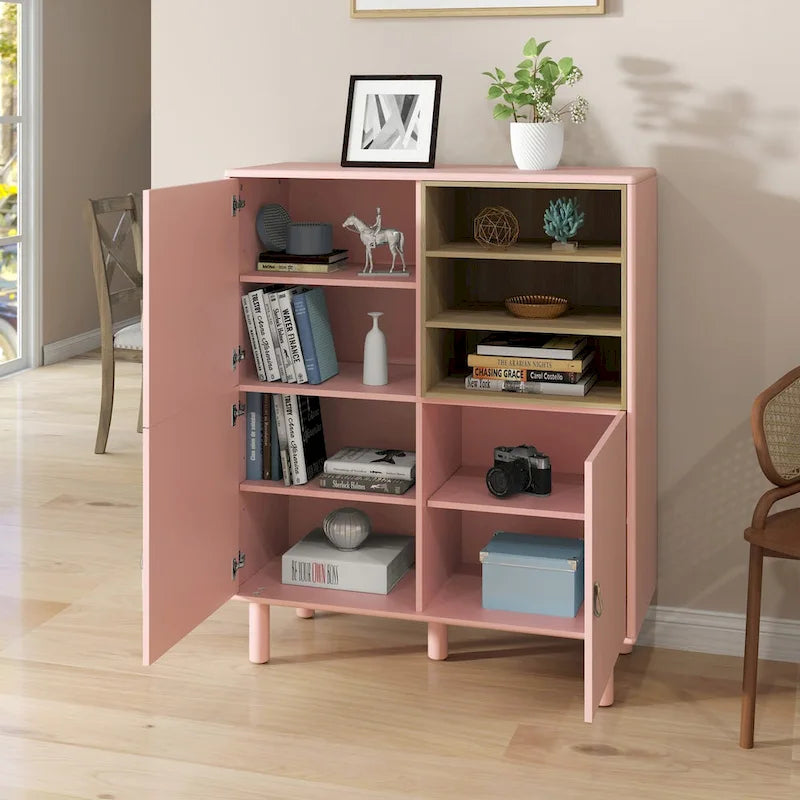 Meuble de rangement multifonctionnel avec porte, meuble de rangement moderne, meuble de rangement en bois, meuble à tiroirs avec poignée en cuir