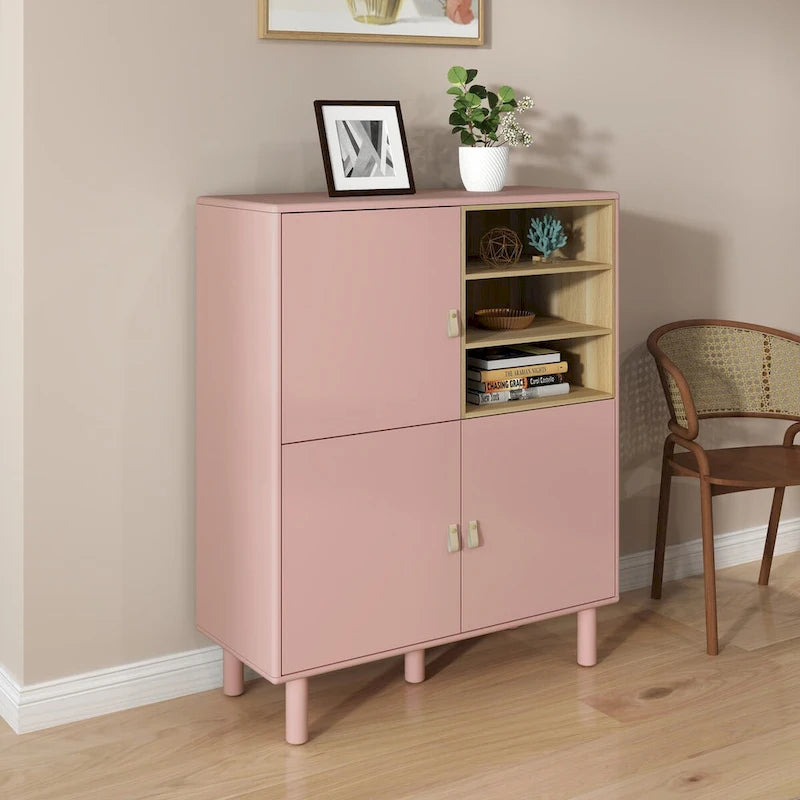 Meuble de rangement multifonctionnel avec porte, meuble de rangement moderne, meuble de rangement en bois, meuble à tiroirs avec poignée en cuir