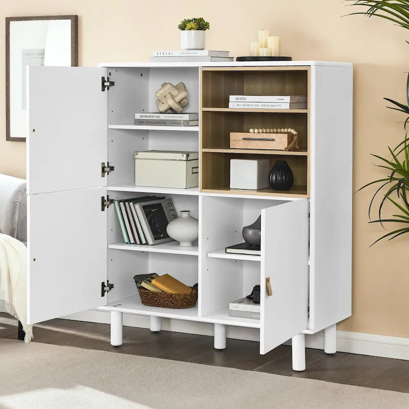 Meuble de rangement multifonctionnel avec porte, meuble de rangement moderne, meuble de rangement en bois, meuble à tiroirs avec poignée en cuir