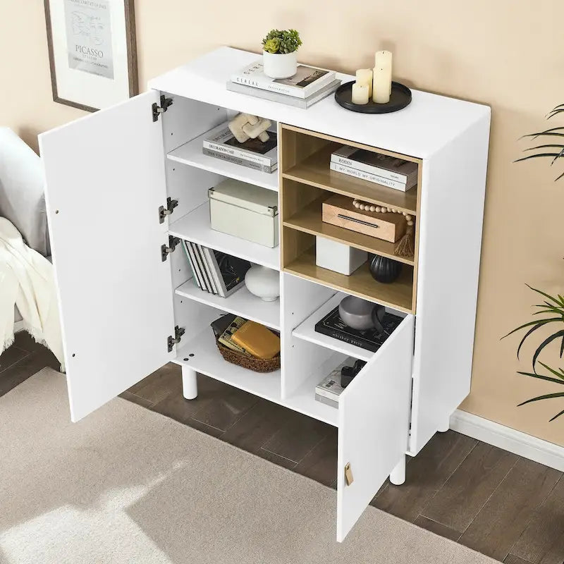 Meuble de rangement multifonctionnel avec porte, meuble de rangement moderne, meuble de rangement en bois, meuble à tiroirs avec poignée en cuir