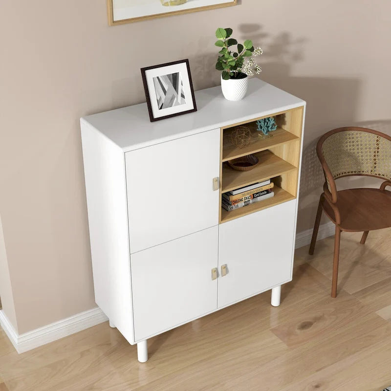 Meuble de rangement multifonctionnel avec porte, meuble de rangement moderne, meuble de rangement en bois, meuble à tiroirs avec poignée en cuir