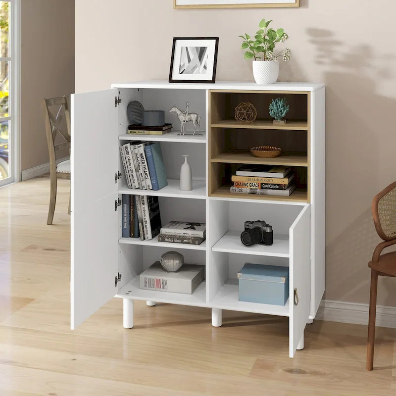 Meuble de rangement multifonctionnel avec porte, meuble de rangement moderne, meuble de rangement en bois, meuble à tiroirs avec poignée en cuir