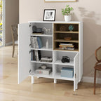 Meuble de rangement multifonctionnel avec porte, meuble de rangement moderne, meuble de rangement en bois, meuble à tiroirs avec poignée en cuir