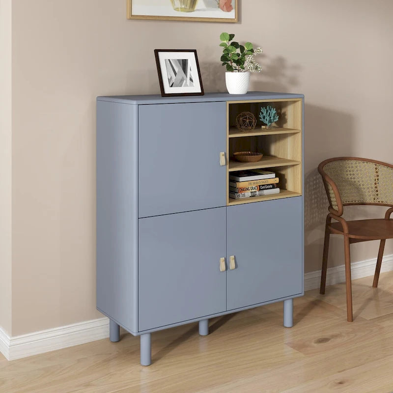 Meuble de rangement multifonctionnel avec porte, meuble de rangement moderne, meuble de rangement en bois, meuble à tiroirs avec poignée en cuir