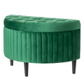 Banc de rangement ottoman touffeté en velours moderne demi-lune, vert