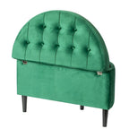 Banc de rangement ottoman touffeté en velours moderne demi-lune, vert