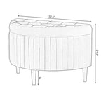 Banc de rangement ottoman touffeté en velours moderne demi-lune, vert