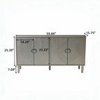 Meuble de rangement 4 portes élégant et fonctionnel avec pieds en pin et MDF, pour salon, chambre et cuisine.