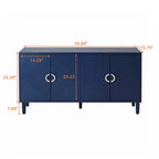 Meuble de rangement 4 portes élégant et fonctionnel avec pieds en pin et MDF, pour salon, chambre et cuisine.