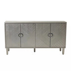 Meuble de rangement 4 portes élégant et fonctionnel avec pieds en pin et MDF, pour salon, chambre et cuisine.