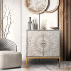 Meuble d'appoint 2 portes en bois style Mid-century Modern - Table basse d'entrée, rangement de chambre, buffet de cuisine, commode - 75 cm