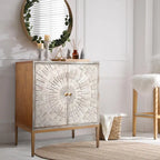 Meuble d'appoint 2 portes en bois style Mid-century Modern - Table basse d'entrée, rangement de chambre, buffet de cuisine, commode - 75 cm