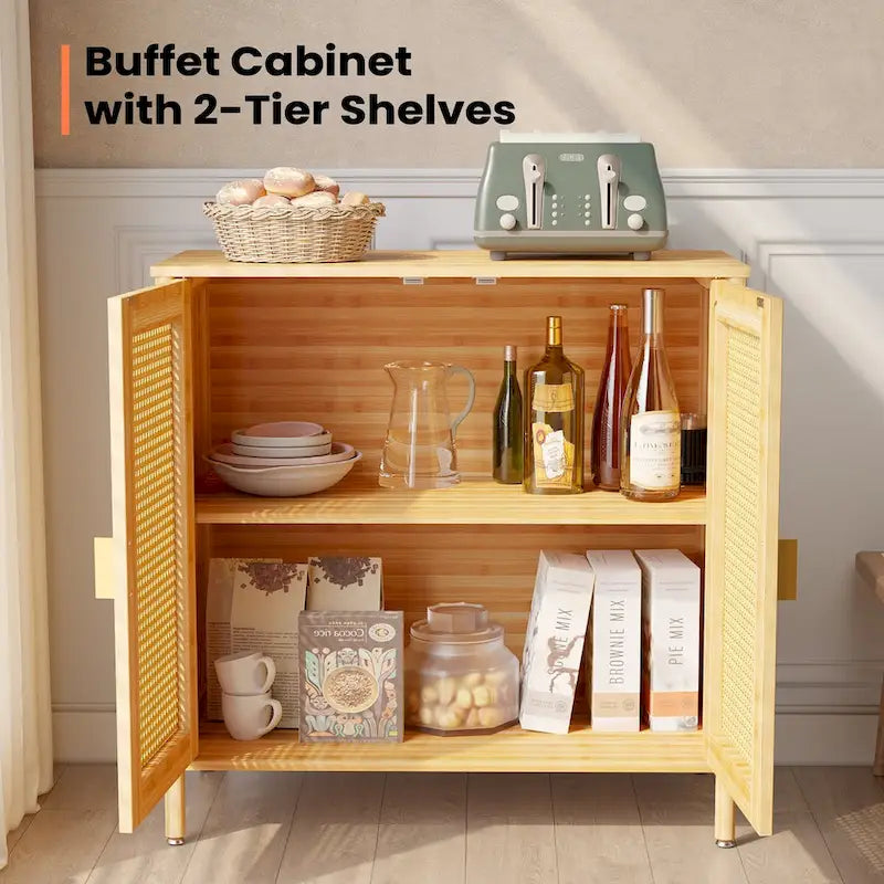 Buffet de cuisine Pellebant Boho Farmhouse avec portes et espace de rangement