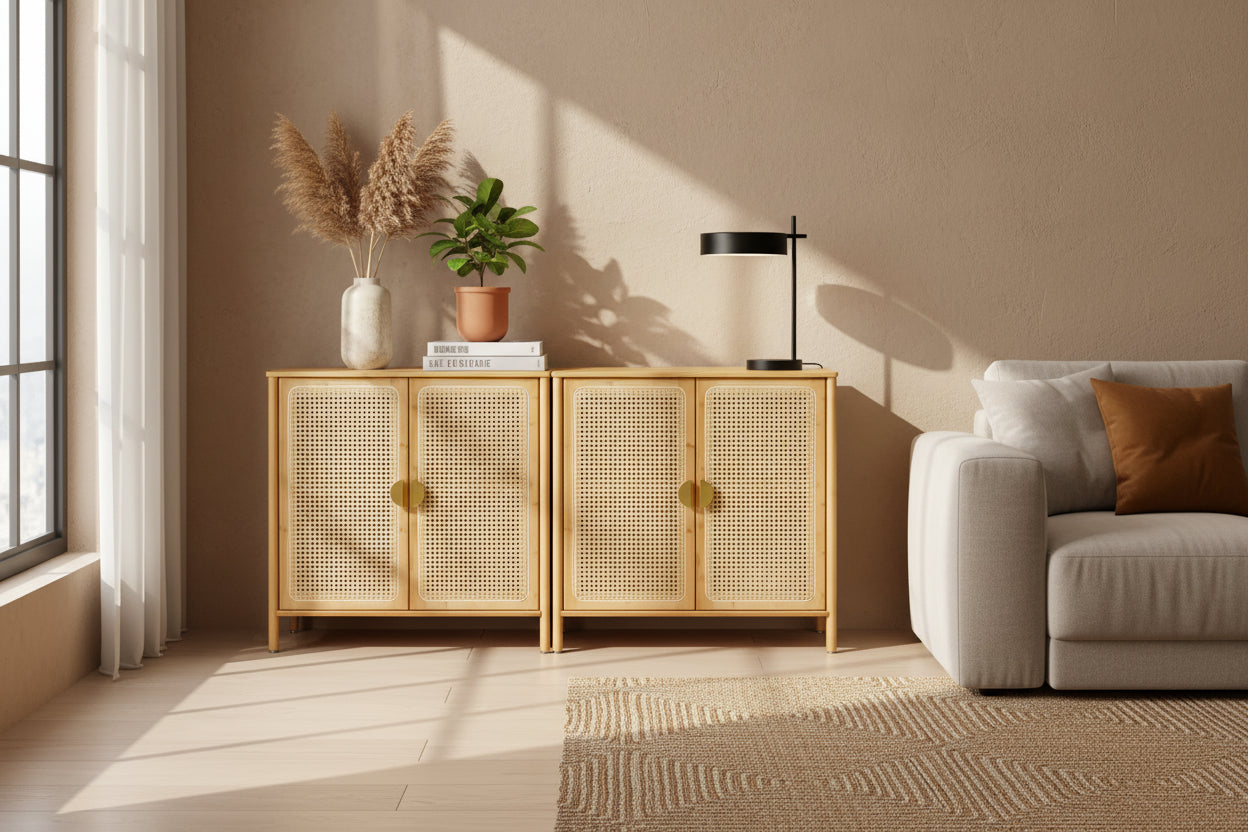 Buffet de cuisine Pellebant Boho Farmhouse avec portes et espace de rangement