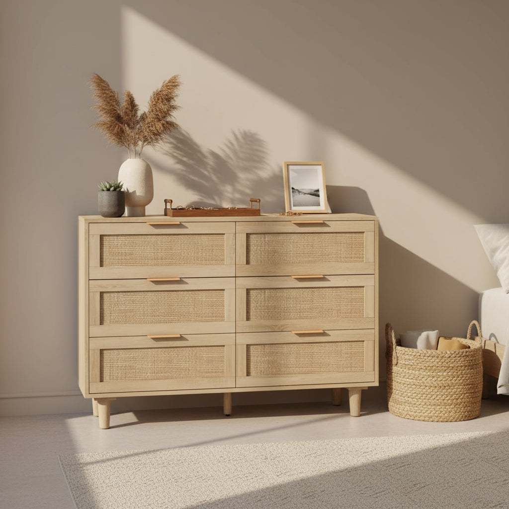 43.316-Meuble de rangement en rotin à tiroirs, pour chambre à coucher, salon