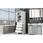 Meuble de rangement avec 2 portes et 4 tiroirs pour salle de bain, bureau, étagère réglable