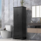 Meuble de rangement avec 2 portes et 4 tiroirs pour salle de bain, bureau, étagère réglable