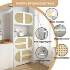 Meuble de rangement avec portes en rotin, Armoire haute sur pieds