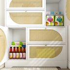 Meuble de rangement avec portes en rotin, Armoire haute sur pieds