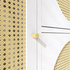 Meuble de rangement avec portes en rotin, Armoire haute sur pieds