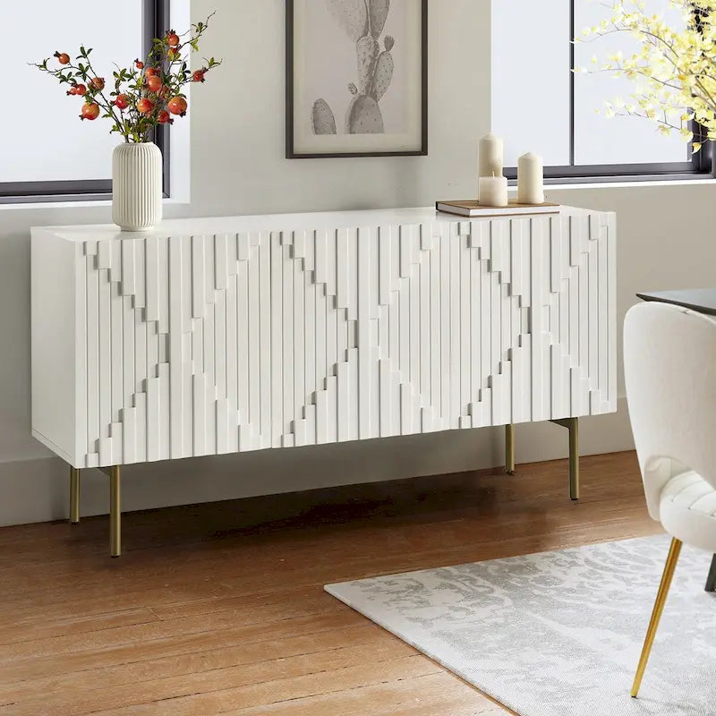Buffet moderne de 147 cm de large avec gestion des câbles et pieds réglables