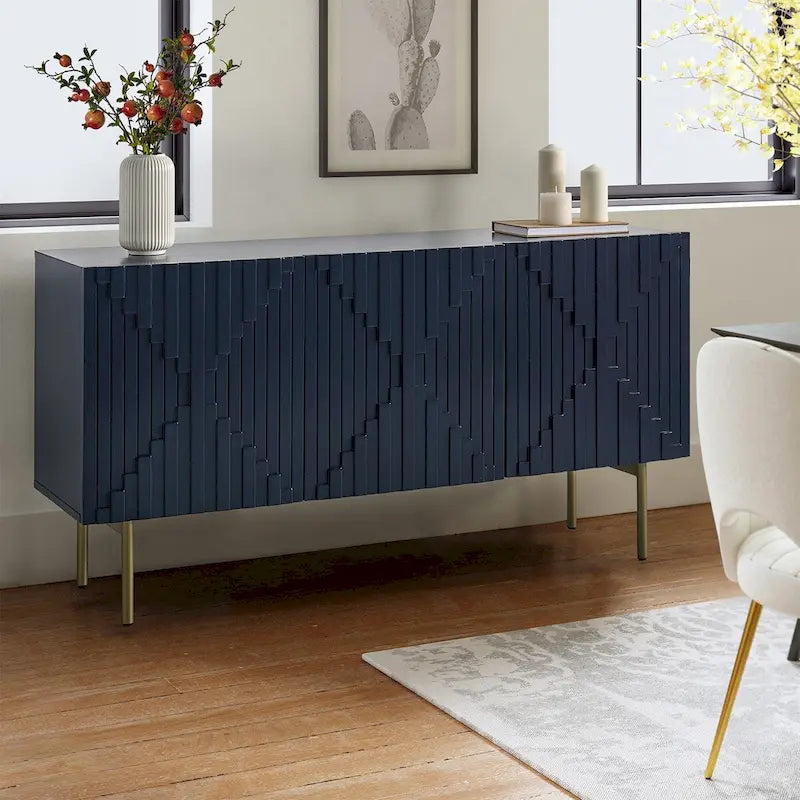 Buffet moderne de 147 cm de large avec gestion des câbles et pieds réglables