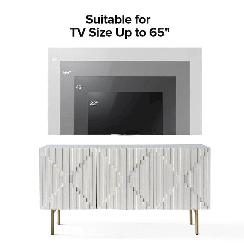 Buffet moderne de 147 cm de large avec gestion des câbles et pieds réglables