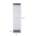 Vitrine en verre éclairée à 4 étagères avec une porte