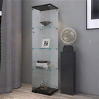 Vitrine en verre éclairée à 4 étagères avec une porte