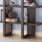 Étagère de rangement à 4 niveaux en bois, bibliothèque haute avec étagères ouvertes - Noyer Chêne