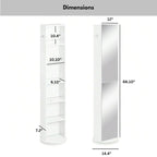 Armoire de rangement rotative Miroir pleine longueur Pivotant à 360 degrés - 169,2 cm (H) x 30,5 cm (L) x 36,6 cm (diamètre de la base)