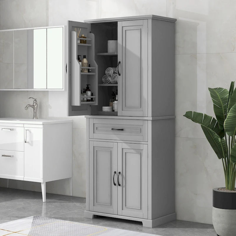 Meuble de rangement de salle de bain avec portes et tiroir