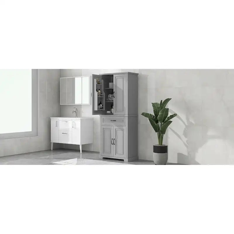 Meuble de rangement de salle de bain avec portes et tiroir