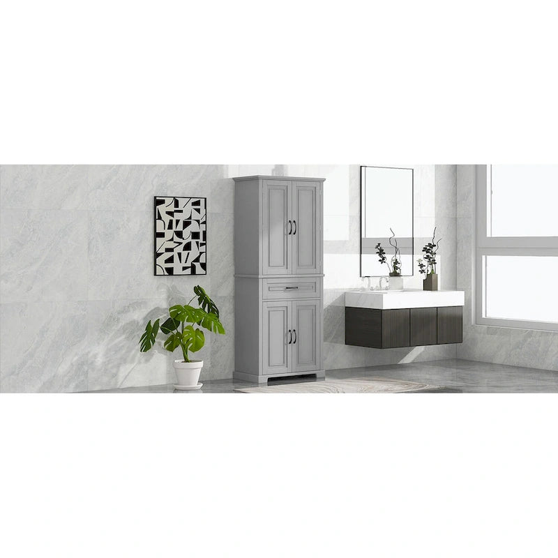 Meuble de rangement de salle de bain avec portes et tiroir