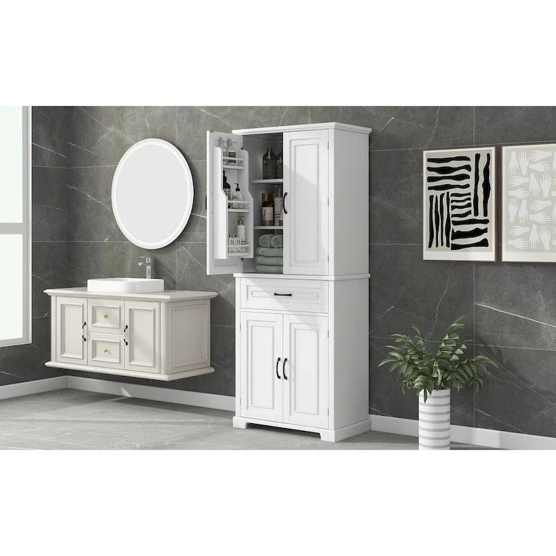 Meuble de rangement de salle de bain avec portes et tiroir