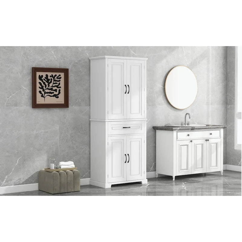 Meuble de rangement de salle de bain avec portes et tiroir