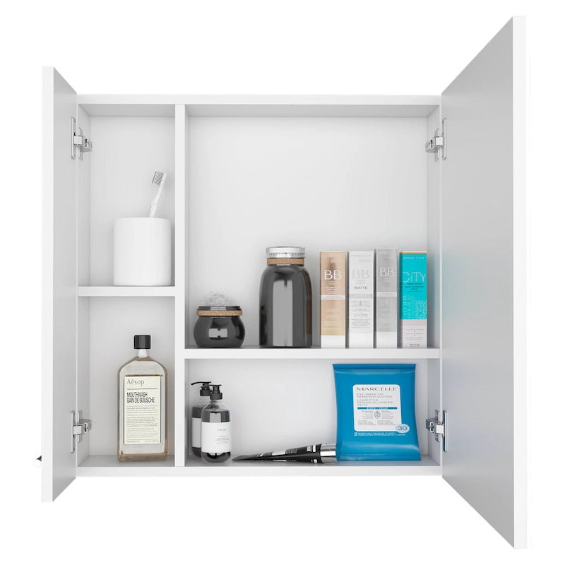 Armoire à pharmacie avec miroir, trois étagères intérieures, finition wengé noir
