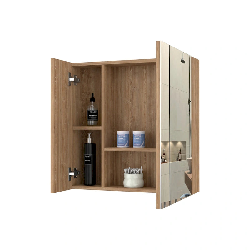 Armoire à pharmacie avec miroir, trois étagères intérieures, finition wengé noir