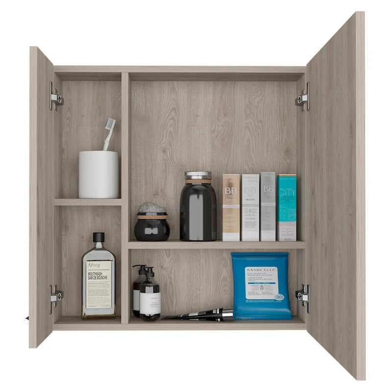 Armoire à pharmacie avec miroir, trois étagères intérieures, finition wengé noir