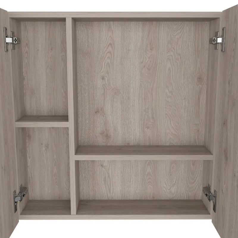 Armoire à pharmacie avec miroir, trois étagères intérieures, finition wengé noir