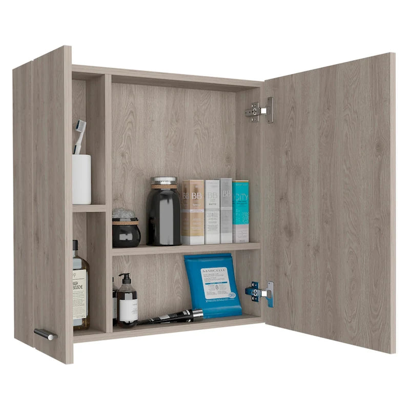 Armoire à pharmacie avec miroir, trois étagères intérieures, finition wengé noir
