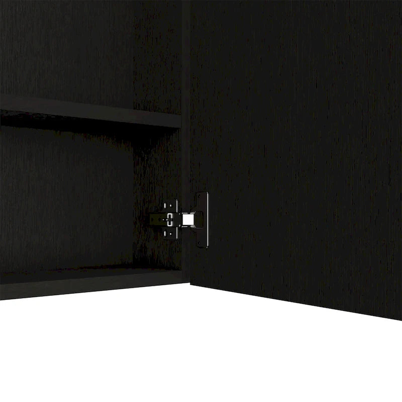 Armoire à pharmacie avec miroir, trois étagères intérieures, finition wengé noir