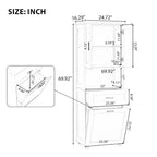 Meuble haut de salle de bain avec panier à linge, Grand espace de rangement, panier à linge inclinable et meuble de rangement supérieur, Blanc