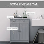 Meuble bas de salle de bain en bois avec 2 portes, 2 tiroirs et étagère réglable